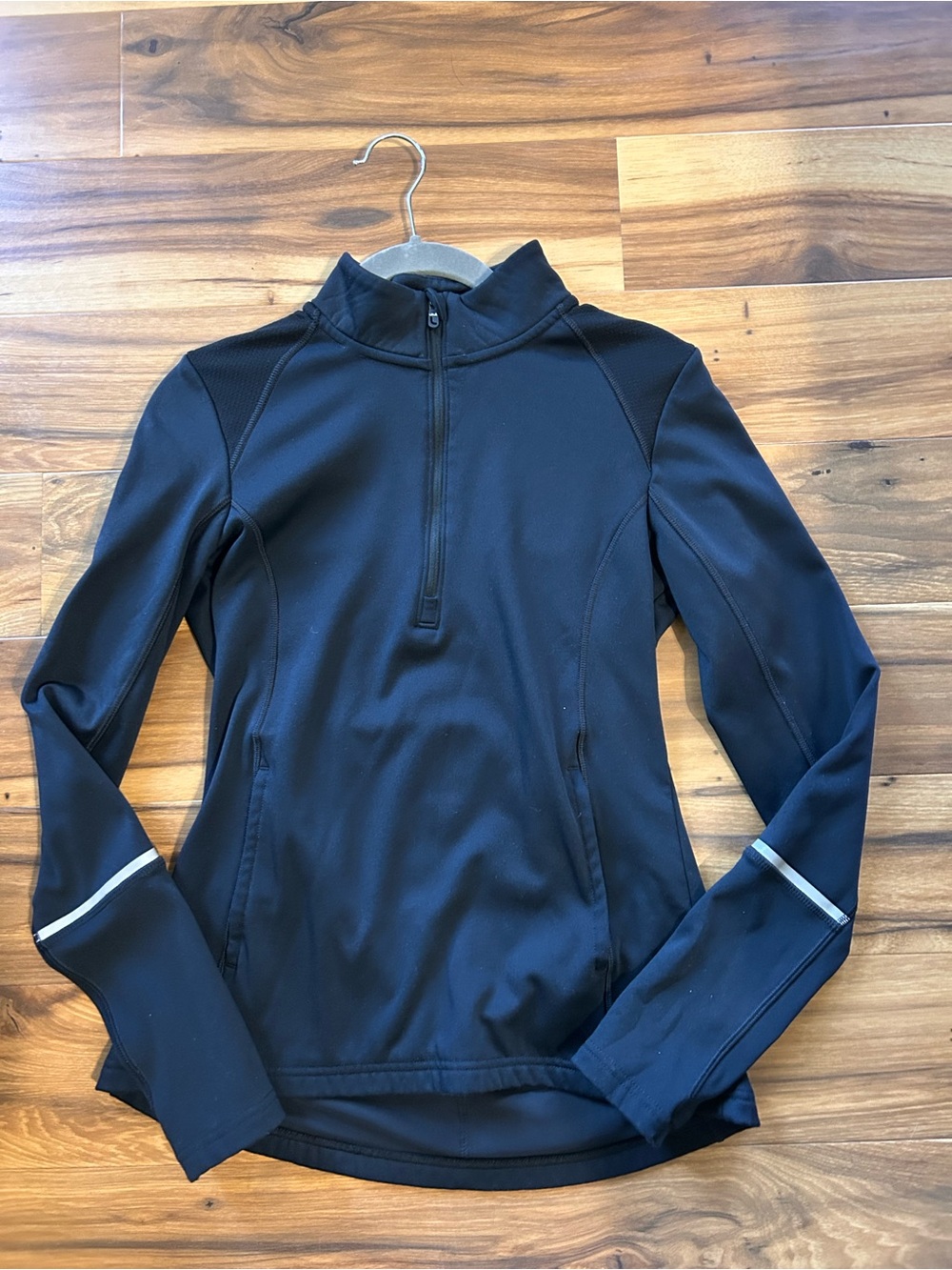 Lole Black Half-Zip Ski Pullover with Reflective Sleeve Stripes